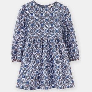 Beet World Phoebe‎ Dress Blue Mosaic Girls 5-6Y Long Sleeve NWT